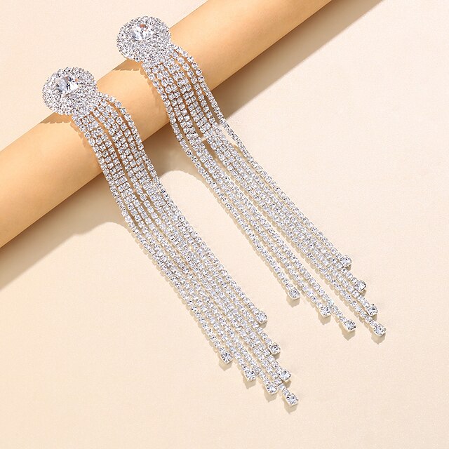 Wedding Party Hoop Earrings Tassel Fringe - 画像 (4)